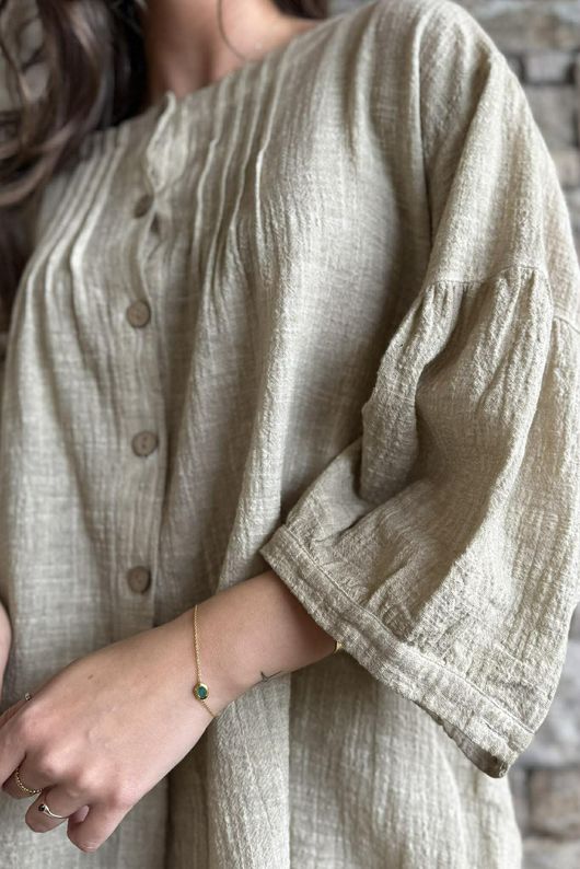 Loom & Thread Pin Tuck Blouse Washed Oat /40=